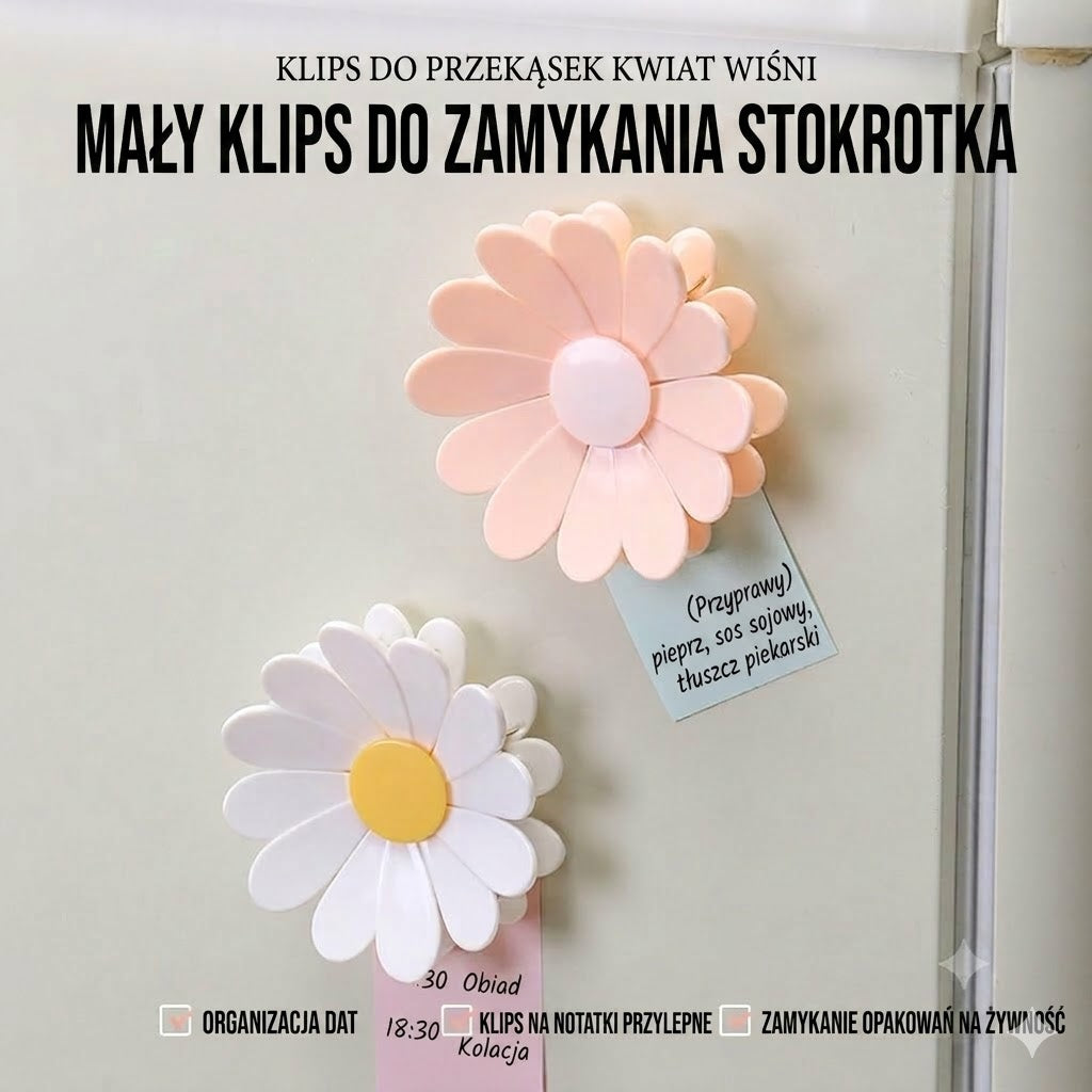 🌼 Klipsy zamykające w kształcie kwiatów – do przechowywania przekąsek i żywności (4 sztuki)