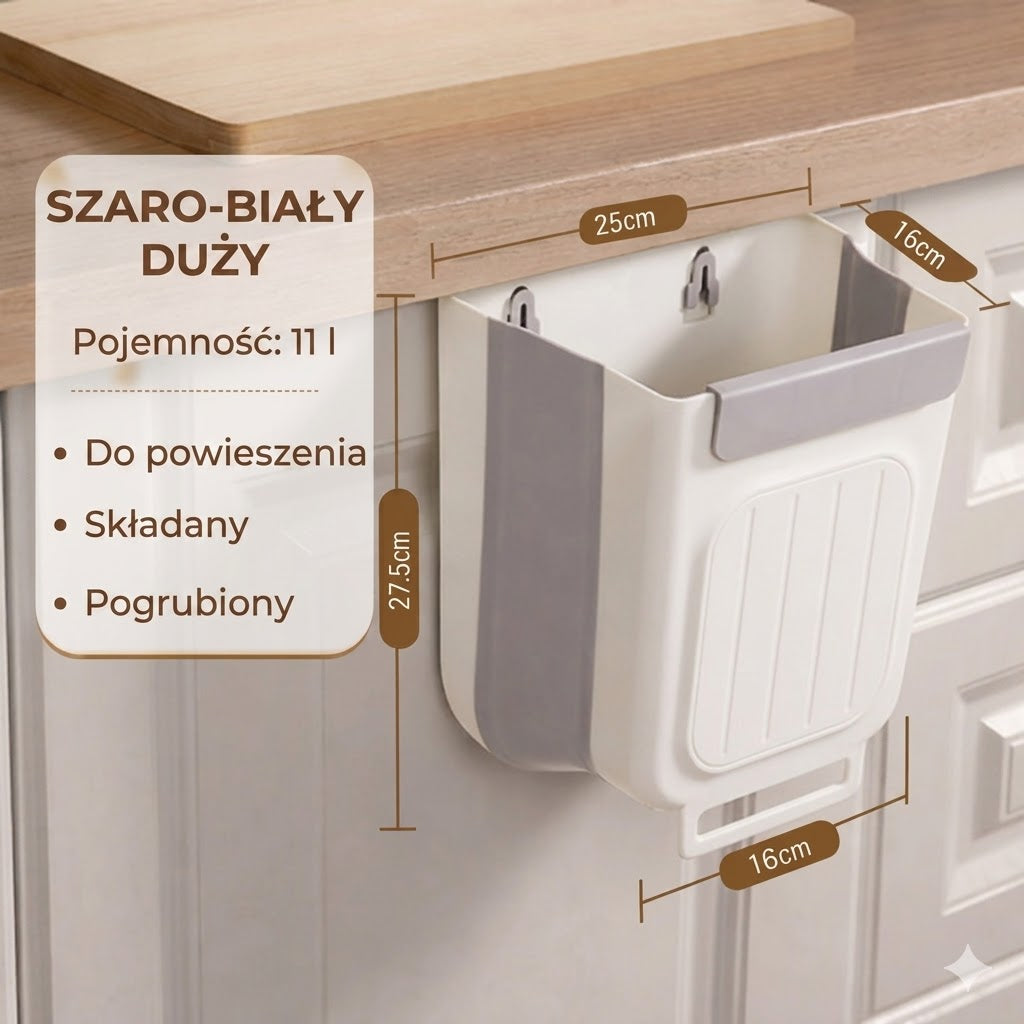 Oszczędzający miejsce składany kosz na śmieci