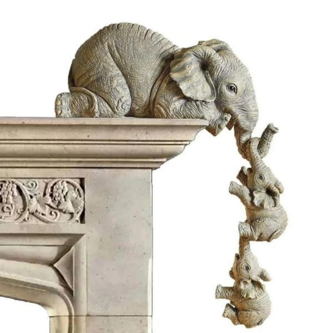 Żywiczna figurka w kształcie słonia — symbolizuje silne więzi rodzinne