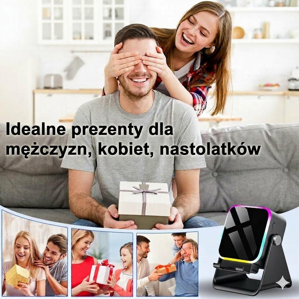 Bezprzewodowy głośnik indukcyjny z uchwytem na telefon