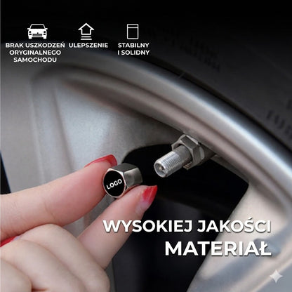 Luksusowe nakrętki na wentyle z logo samochodu – komplet 4 szt.