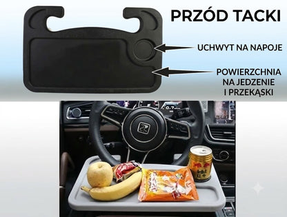 Dwustronna półka na kierownicę samochodową – stolik pod laptopa