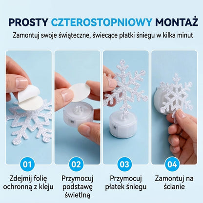 Świecąca naklejka ścienna z wzorem płatków śniegu