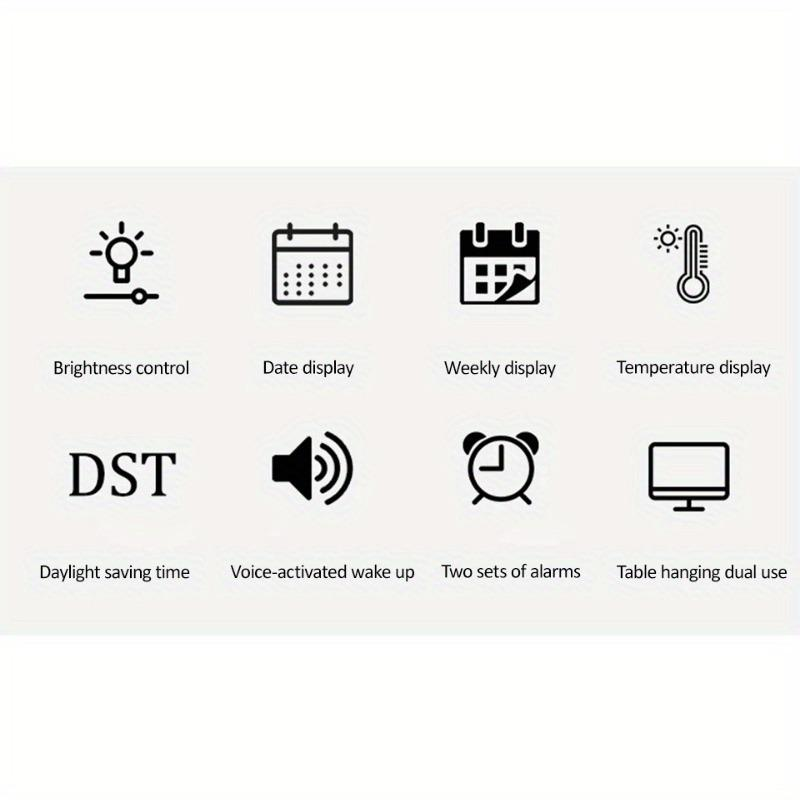 Duży zegar ścienny cyfrowy LED – Nowoczesny zegar elektroniczny z datą i temperaturą