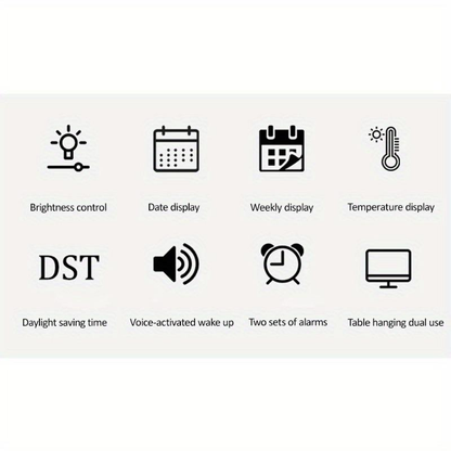 Duży zegar ścienny cyfrowy LED – Nowoczesny zegar elektroniczny z datą i temperaturą