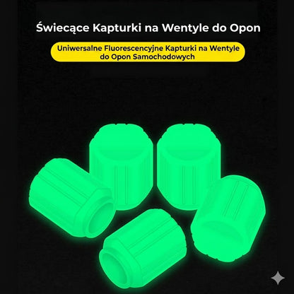 Świecące kapturki na wentyle – Fluorescencyjne – Do rowerów, samochodów i motocykli