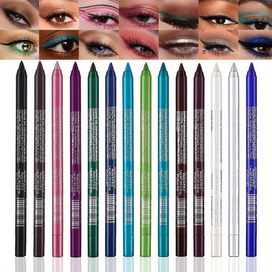 14-częściowy zestaw wodoodpornych, kolorowych żelowych eyelinerów 👁️🌈✏️