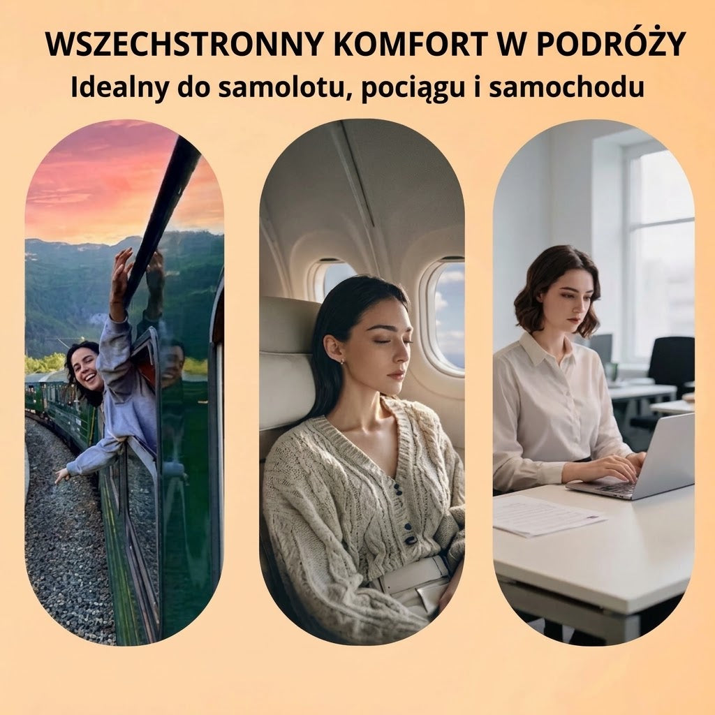 Dmuchana ergonomiczna poduszka podróżna – Kompaktowa i przenośna poduszka pod szyję do samolotu, pociągu i samochodu