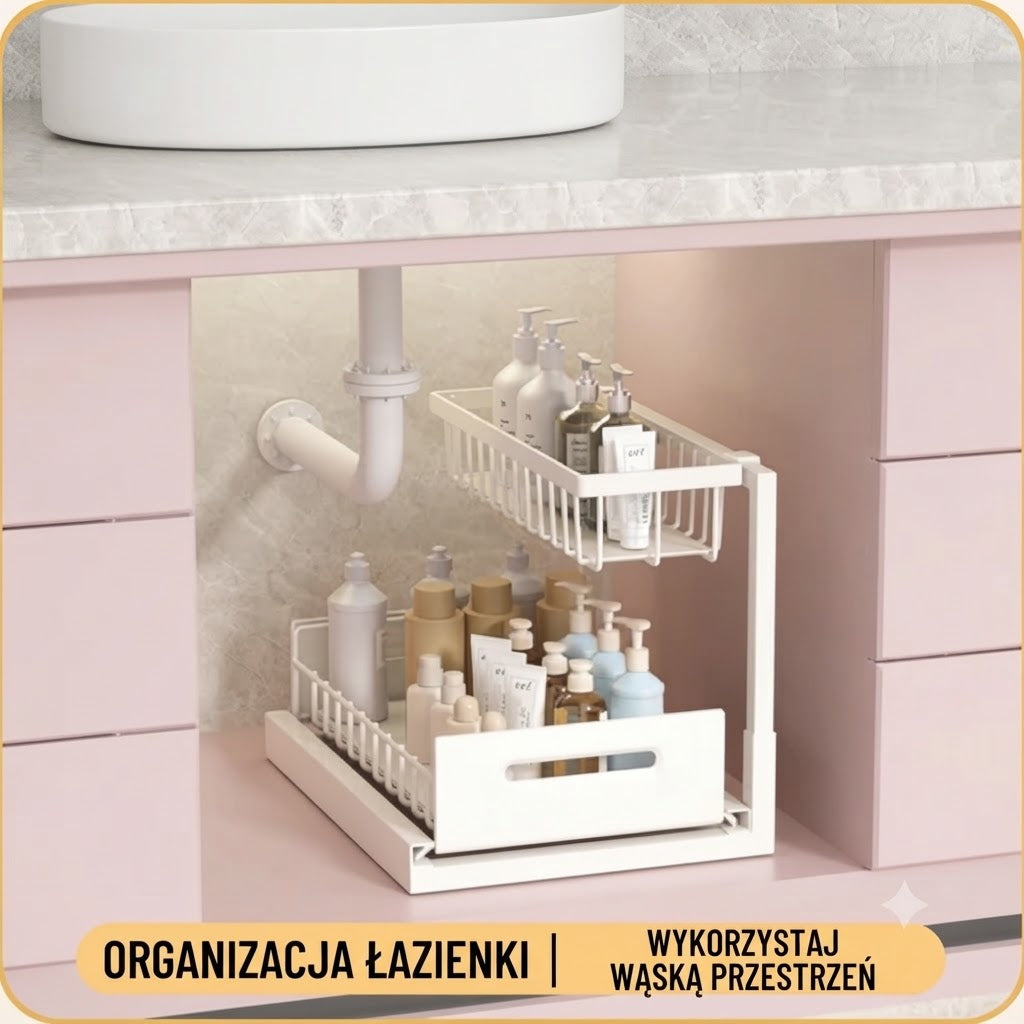 Dwupoziomowa wysuwana półka do szafek dolnych