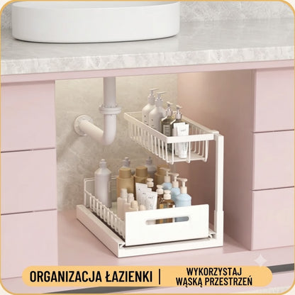 Dwupoziomowa wysuwana półka do szafek dolnych