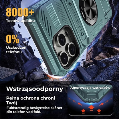 Wstrząsoodporne etui do iPhone'a z przegródką na karty i zintegrowanym uchwytem na ring