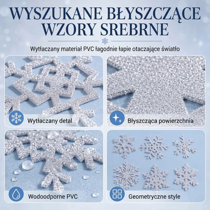 Świecąca naklejka ścienna z wzorem płatków śniegu