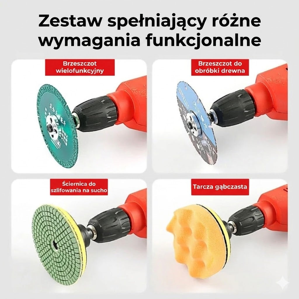 Zestaw adapterów – z wiertarki na szlifierkę