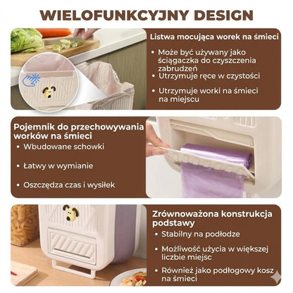 Oszczędzający miejsce składany kosz na śmieci