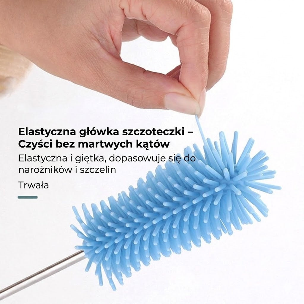 Obrotowa silikonowa szczotka do butelek – Czyszczenie 360° – Idealna do butelek dla niemowląt, szklanek i bidonów sportowych – Higieniczna