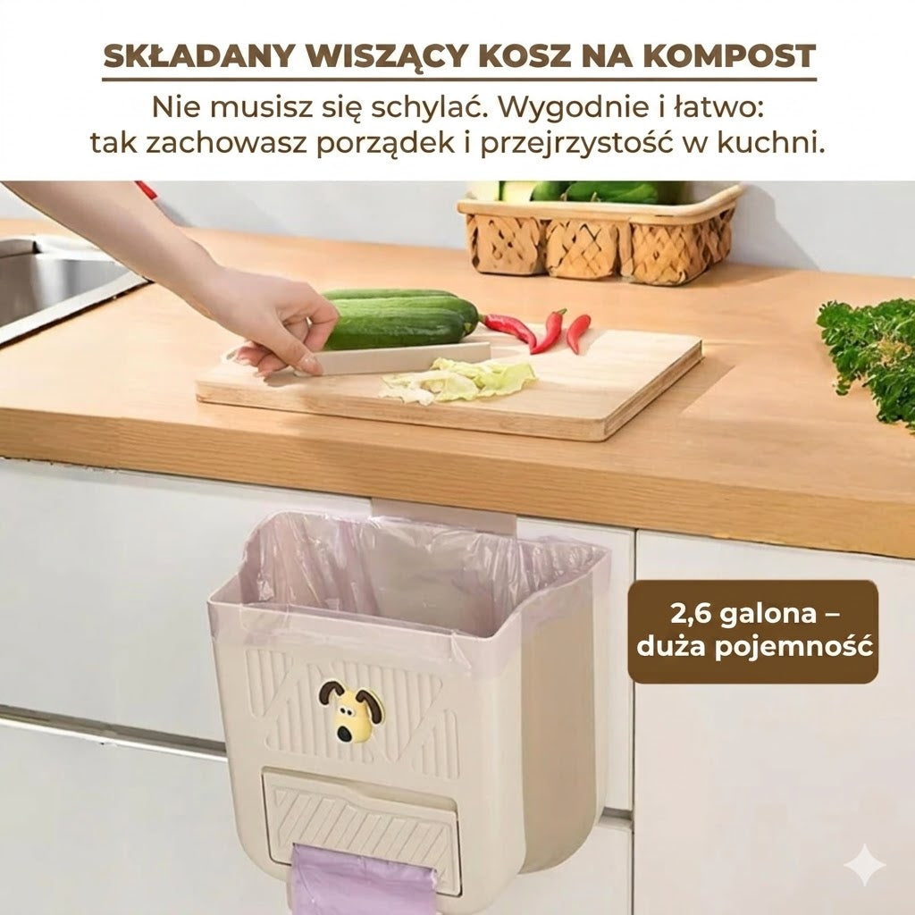 Oszczędzający miejsce składany kosz na śmieci