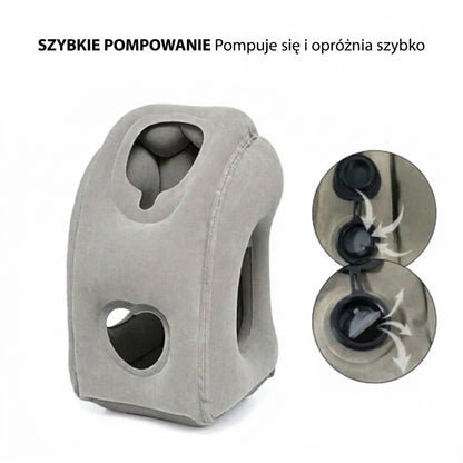 Dmuchana ergonomiczna poduszka podróżna – Kompaktowa i przenośna poduszka pod szyję do samolotu, pociągu i samochodu