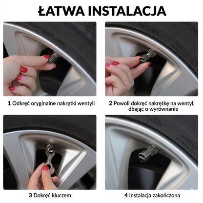 Luksusowe nakrętki na wentyle z logo samochodu – komplet 4 szt.