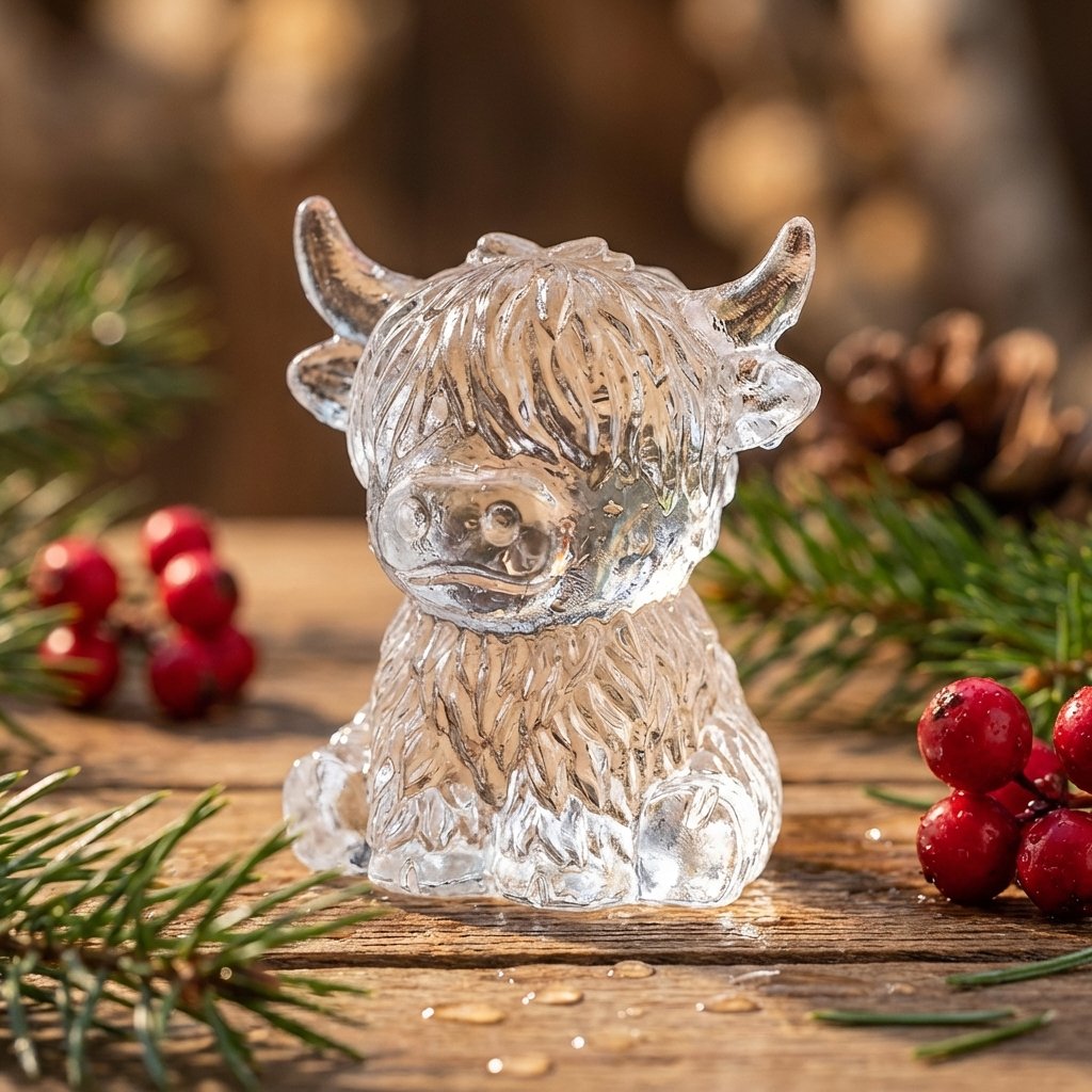 🐮 Mini szkocka krowa wyżynna – silikonowa forma do lodu 3D