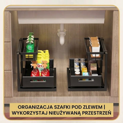 Dwupoziomowa wysuwana półka do szafek dolnych