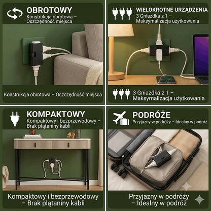 🔌 Obrotowe gniazdko elektryczne – praktyczne rozwiązanie do ciasnych przestrzeni