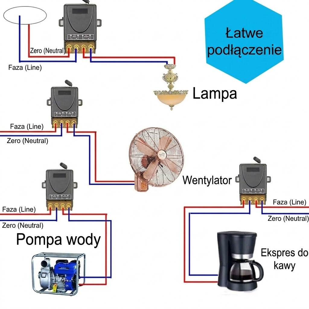 💥Bezprzewodowy zestaw pilota i odbiornika – Uniwersalny – Plug & Play – Bez kabli⚡
