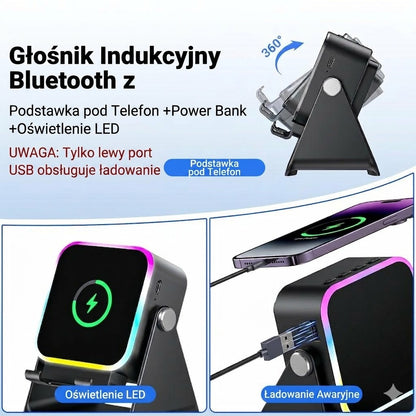 Bezprzewodowy głośnik indukcyjny z uchwytem na telefon