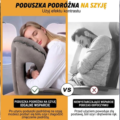 Dmuchana ergonomiczna poduszka podróżna – Kompaktowa i przenośna poduszka pod szyję do samolotu, pociągu i samochodu