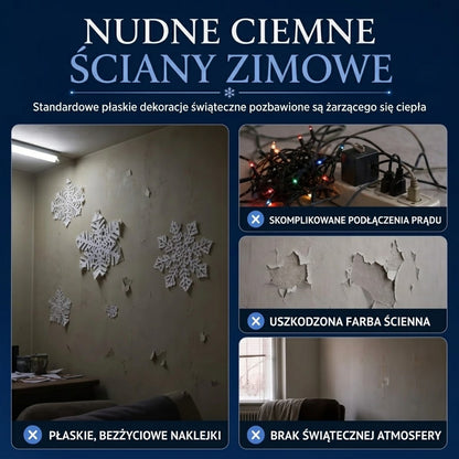 Świecąca naklejka ścienna z wzorem płatków śniegu