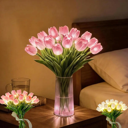 Romantyczna lampa LED Tulipany – Nastrojowa lampka nocna – Sztuczne kwiaty z podświetleniem – Dekoracja