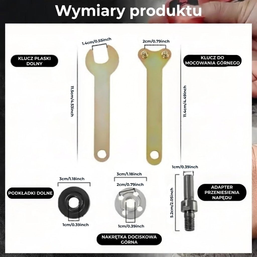 Zestaw adapterów – z wiertarki na szlifierkę