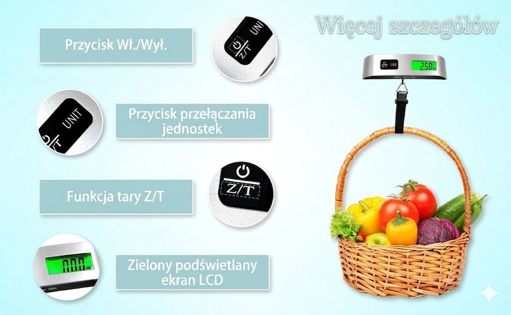 Przenośna waga bagażowa z wyświetlaczem LCD