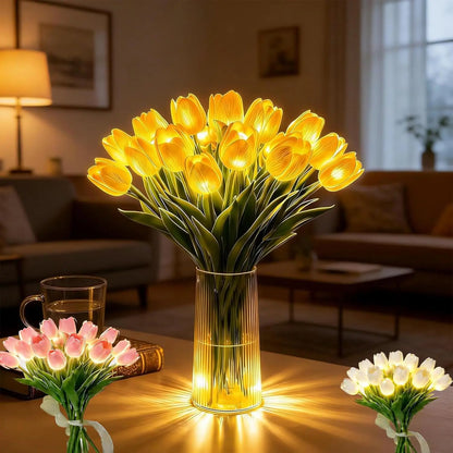 Romantyczna lampa LED Tulipany – Nastrojowa lampka nocna – Sztuczne kwiaty z podświetleniem – Dekoracja