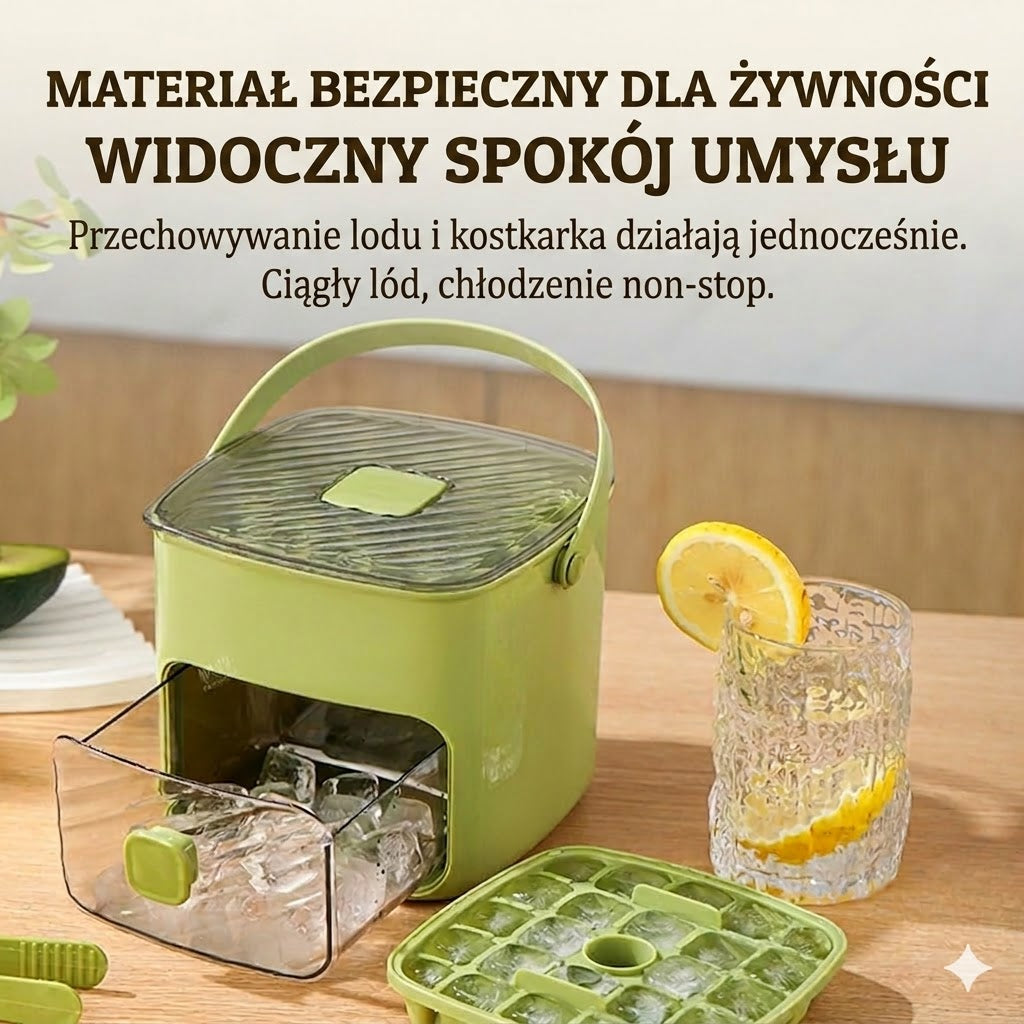 Silikonowa foremka do lodu z pokrywką – wyciskany kubek do lodu z uchwytem