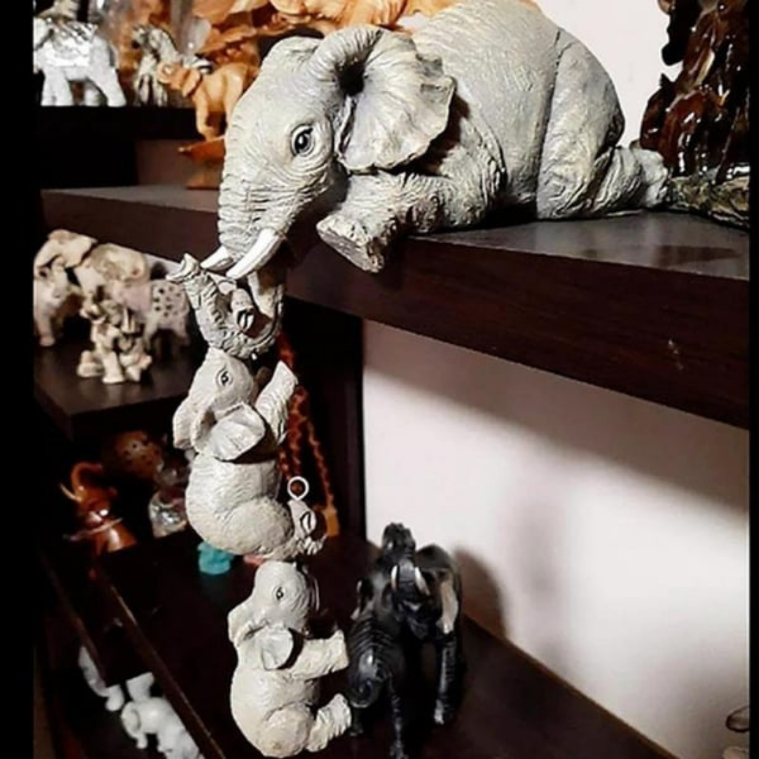 Żywiczna figurka w kształcie słonia — symbolizuje silne więzi rodzinne