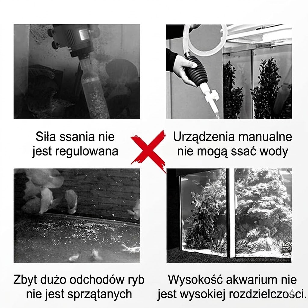 Elektryczny odmulacz do akwarium i zmieniacz wody – urządzenie do czyszczenia dna 3 w 1 – z funkcją filtrowania