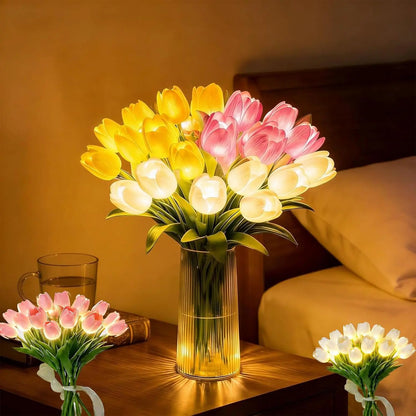 Romantyczna lampa LED Tulipany – Nastrojowa lampka nocna – Sztuczne kwiaty z podświetleniem – Dekoracja