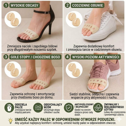 Skarpety z pięcioma palcami dla kobiet (4 pary) — antypoślizgowe półstopki do szpilek — oddychające