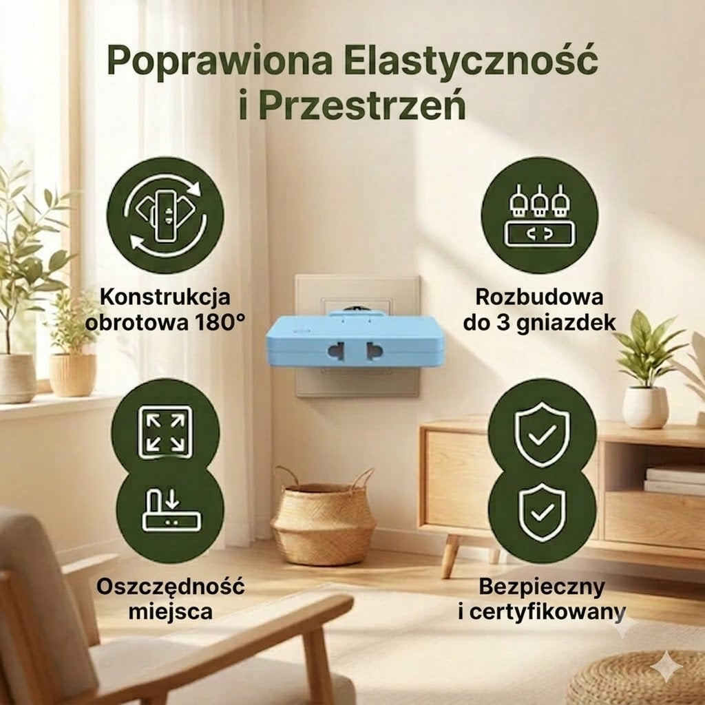 🔌 Obrotowe gniazdko elektryczne – praktyczne rozwiązanie do ciasnych przestrzeni