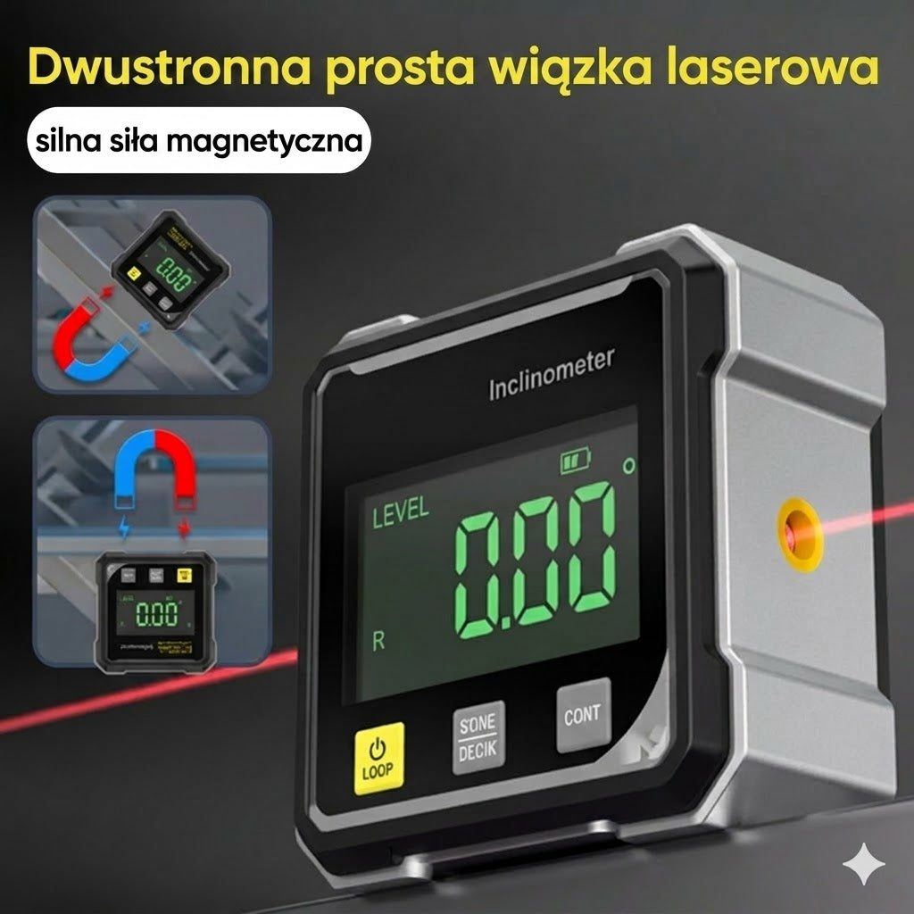 Cyfrowy goniometr laserowy z magnesem