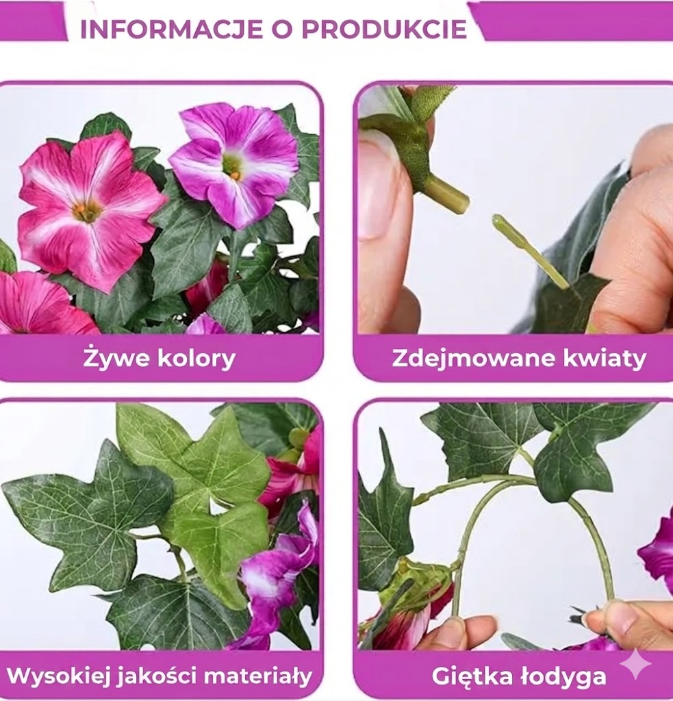 Realistyczny bukiet sztucznych petunii – do wewnątrz i na zewnątrz