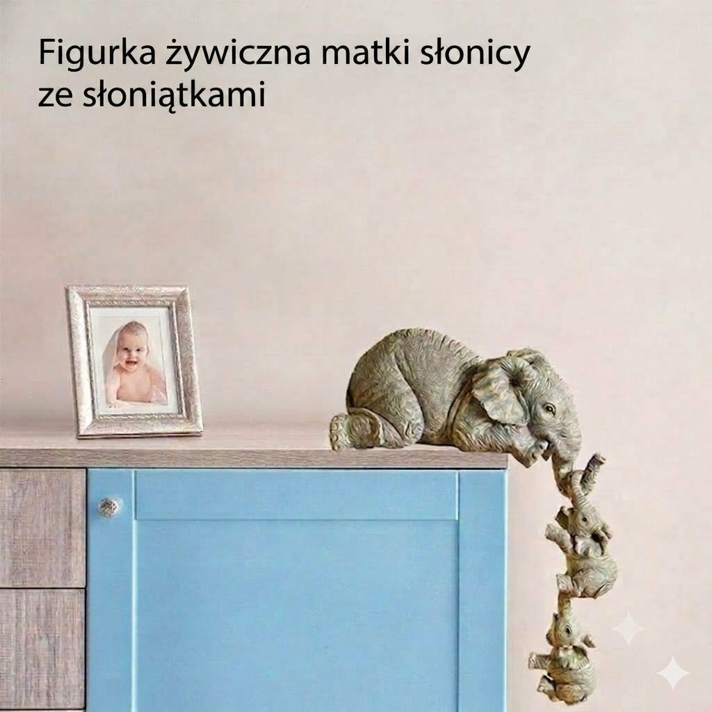 Żywiczna figurka w kształcie słonia — symbolizuje silne więzi rodzinne