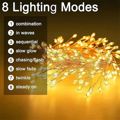 Lampki LED na drucie miedzianym z efektem skupiska