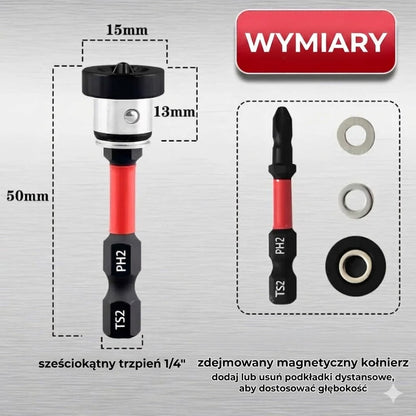 Magnetyczny bit ze stali S2 z ogranicznikiem głębokości