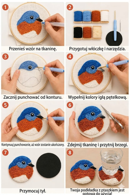 Zestaw do robienia na drutach podstawek w kształcie ptaków DIY
