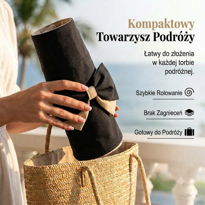 🎀 Damski kapelusz przeciwsłoneczny z szerokim rondem i kokardą – składany
