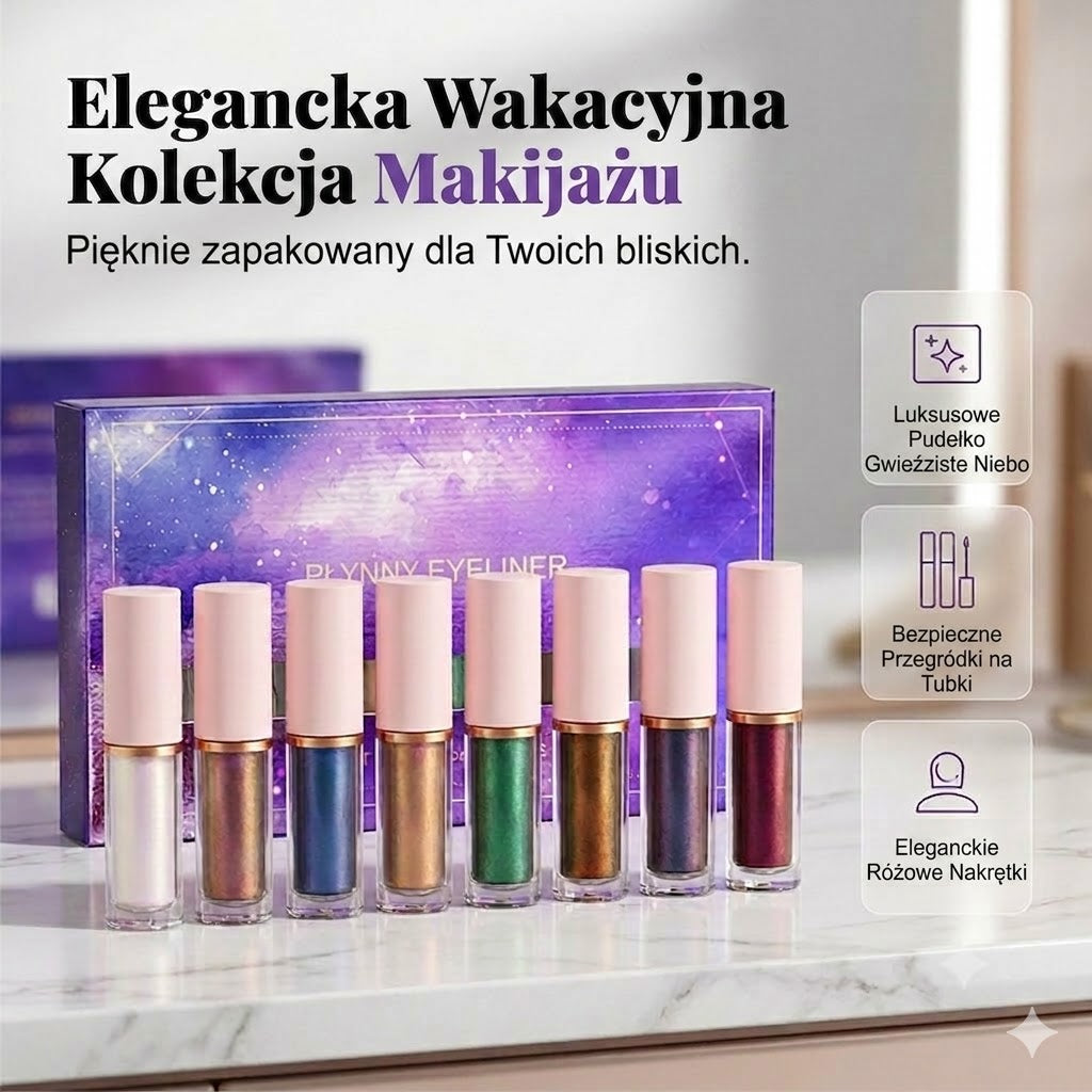 ✨ 8-częściowy zestaw brokatowych eyelinerów w płynie