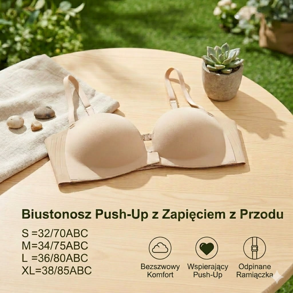 Biustonosz push-up zapinany z przodu