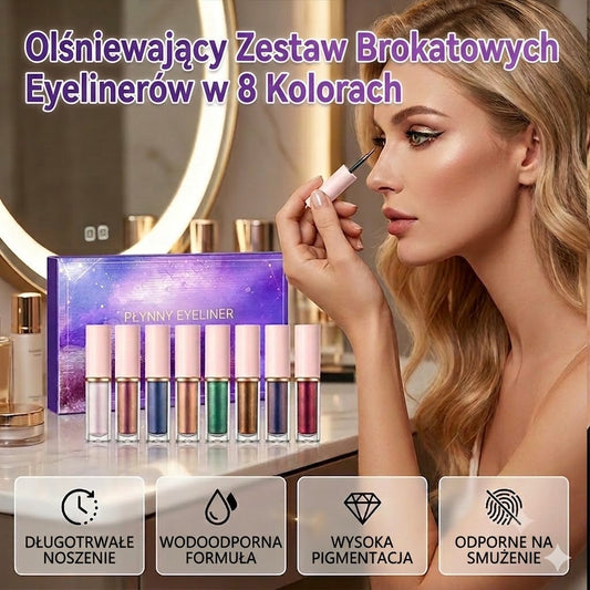✨ 8-częściowy zestaw brokatowych eyelinerów w płynie