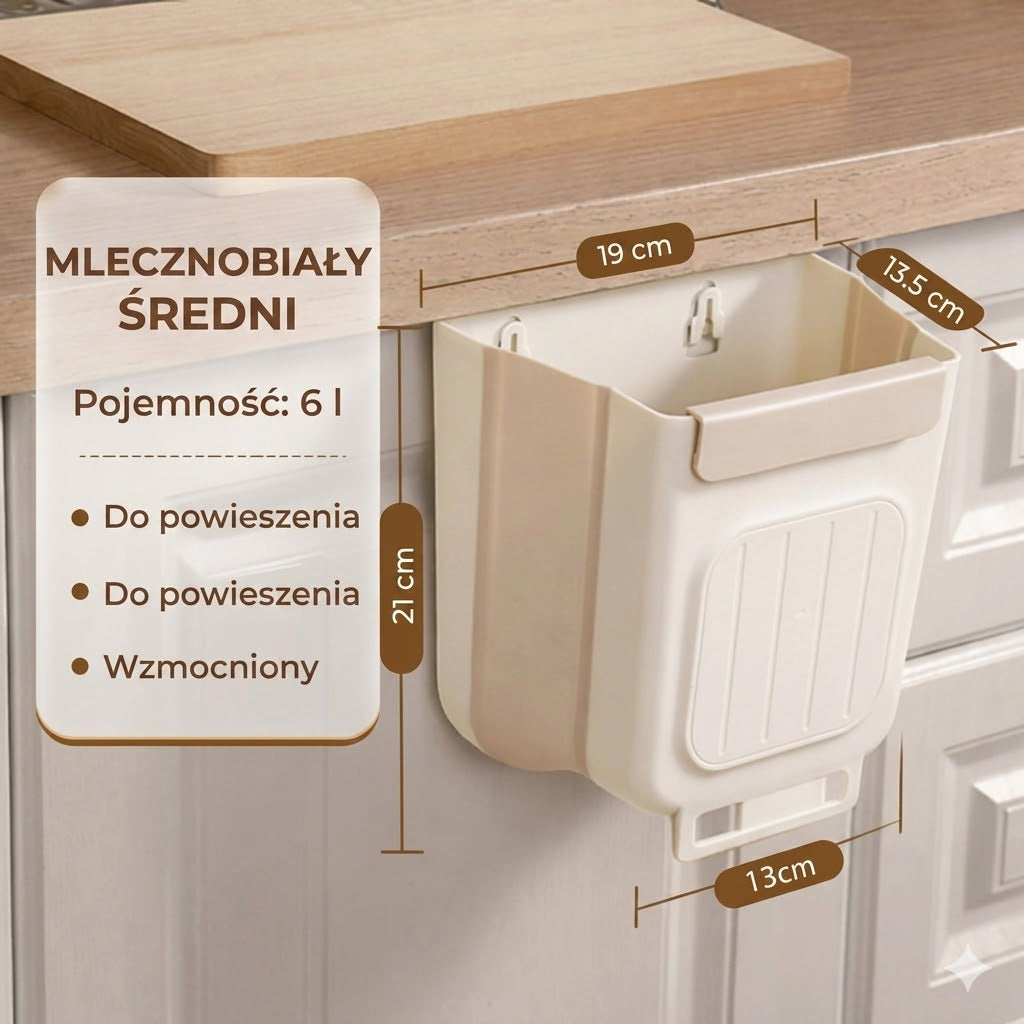 Oszczędzający miejsce składany kosz na śmieci